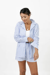 Kaitlin Cotton Top | Faded Blue Stripe