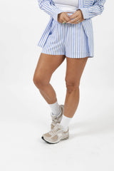 Kaitlin Cotton Short | Faded Blue Stripe