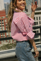 Kaitlin Cotton Top | Faded Red Stripe