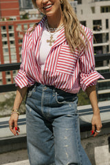 Kaitlin Cotton Top | Faded Red Stripe