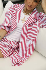 Kaitlin Cotton Top | Faded Red Stripe