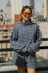 Kaitlin Terry Top | Grey & Navy Stripe