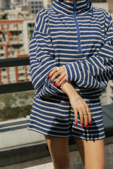 Kaitlin Terry Top | Grey & Navy Stripe