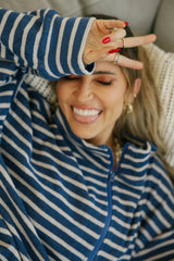 Kaitlin Terry Top | Grey & Navy Stripe
