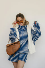 Kaitlin Terry Top | Grey & Navy Stripe