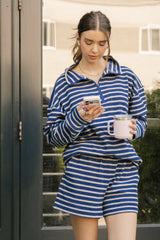 Kaitlin Terry Top | Grey & Navy Stripe