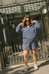 Kaitlin Terry Top | Grey & Navy Stripe