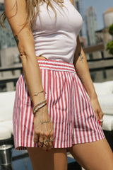 Kaitlin Cotton Short | Faded Red Stripe
