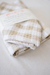 Tea Towel & Dish Cloth Set | Beige Check