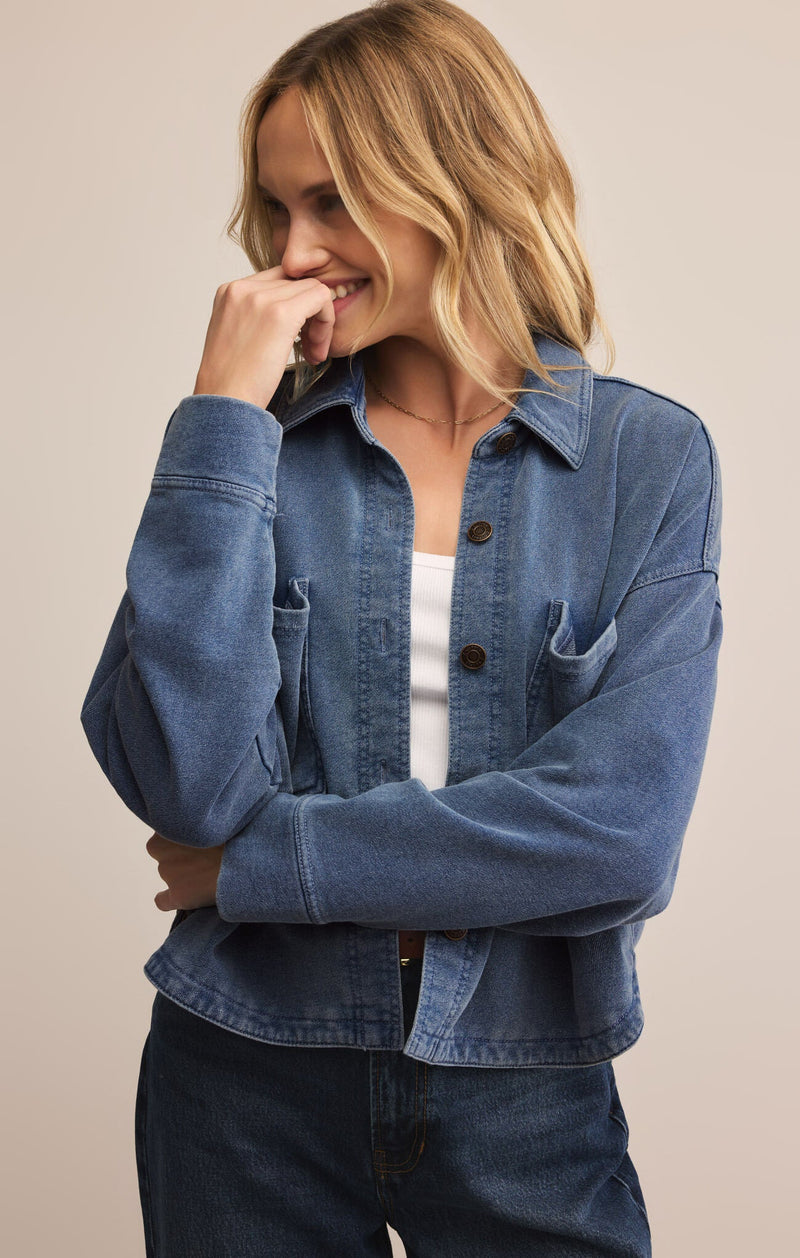 All Day Cropped Knit Jacket | Vintage Indigo