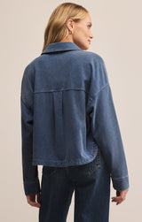 All Day Cropped Knit Jacket | Vintage Indigo