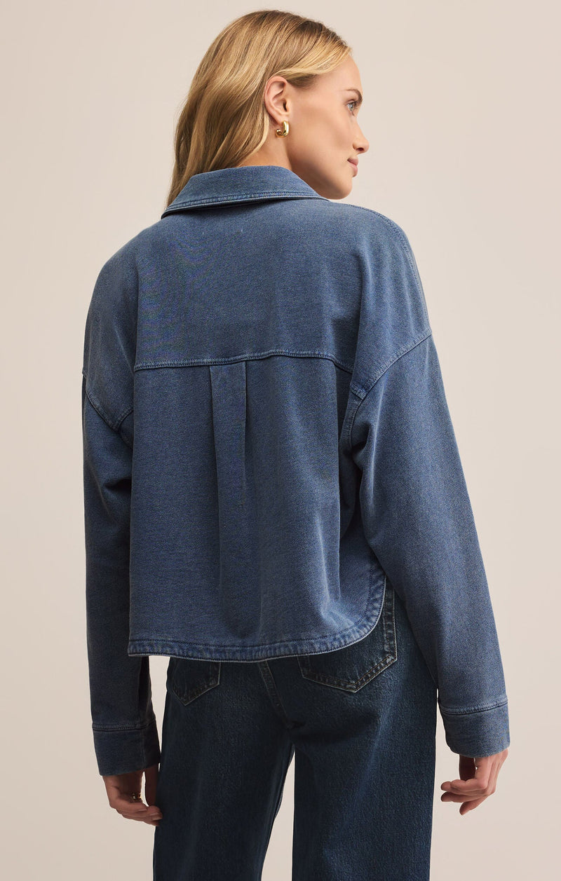 All Day Cropped Knit Jacket | Vintage Indigo