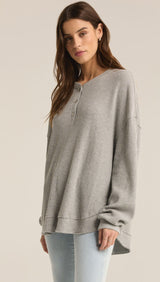 Jax Cozy Waffle Henley | Classic Heather Grey