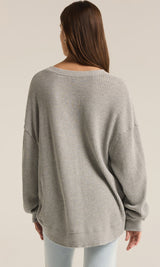 Jax Cozy Waffle Henley | Classic Heather Grey