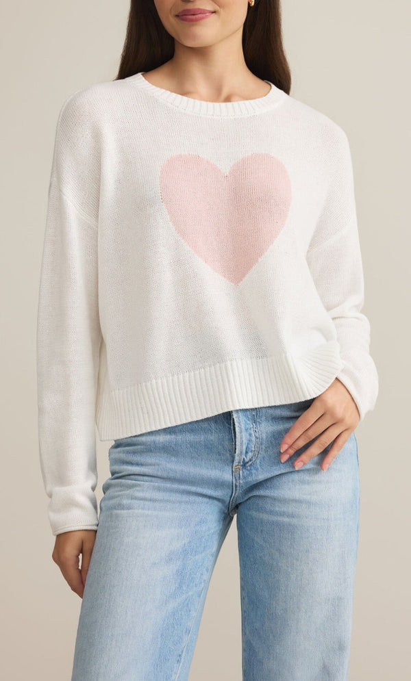 Sienna Heart Sweater | White