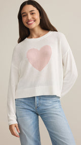 Sienna Heart Sweater | White