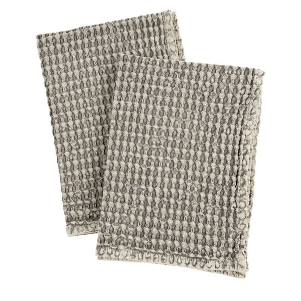 Stonewashed Waffle Tea Towel Set of 2 | Light Grey