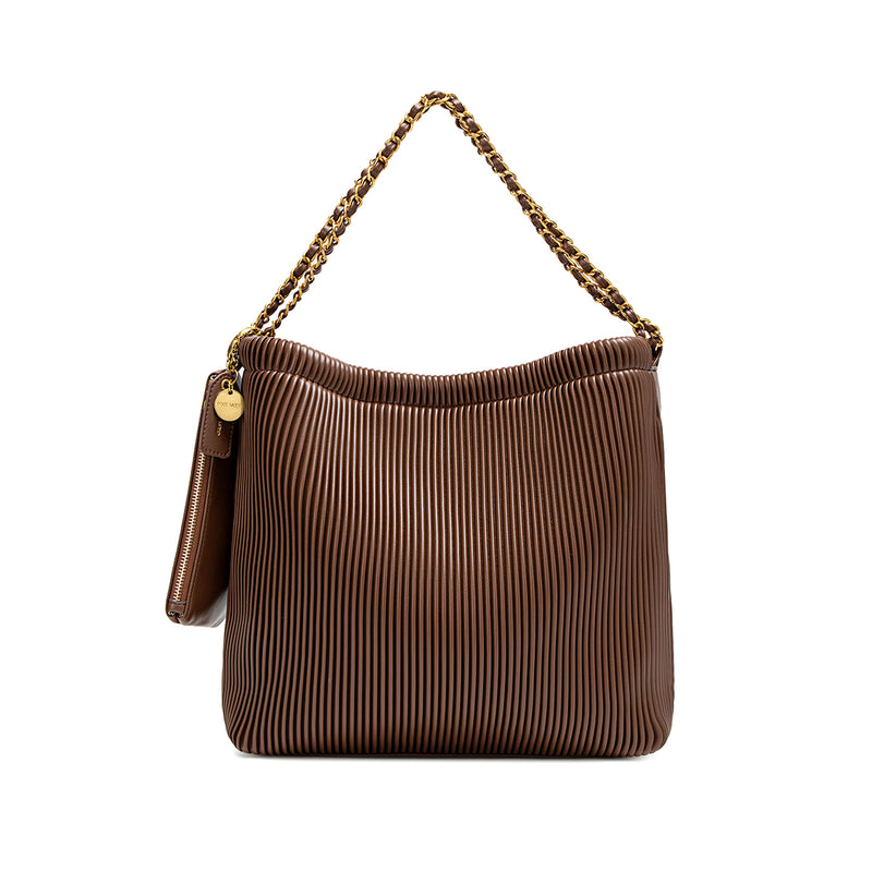 Isabella Shoulder Bag | Espresso Brown Pleated