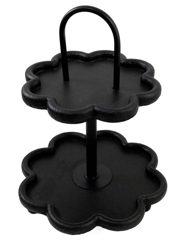 2 Tier Tray | Black Floral