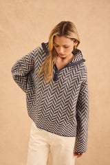 Dominic Pullover | Inky Herringbone