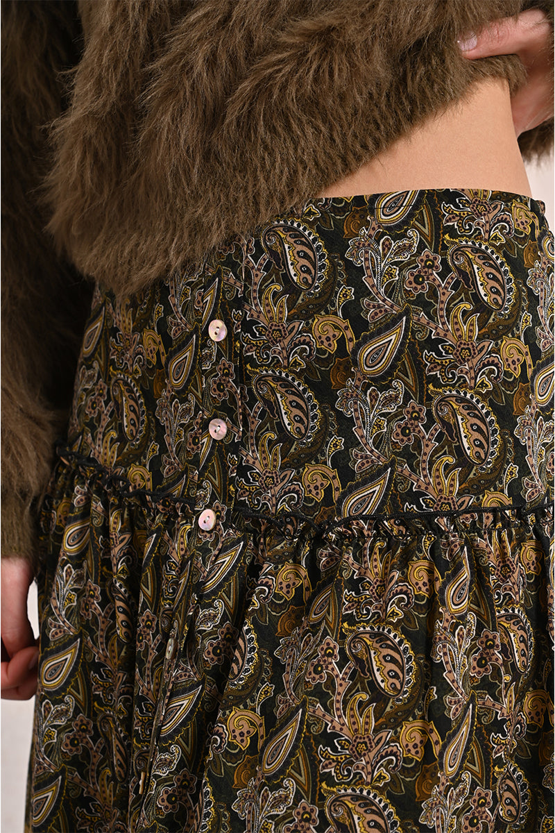 Marlo Skirt | Khaki Leaf