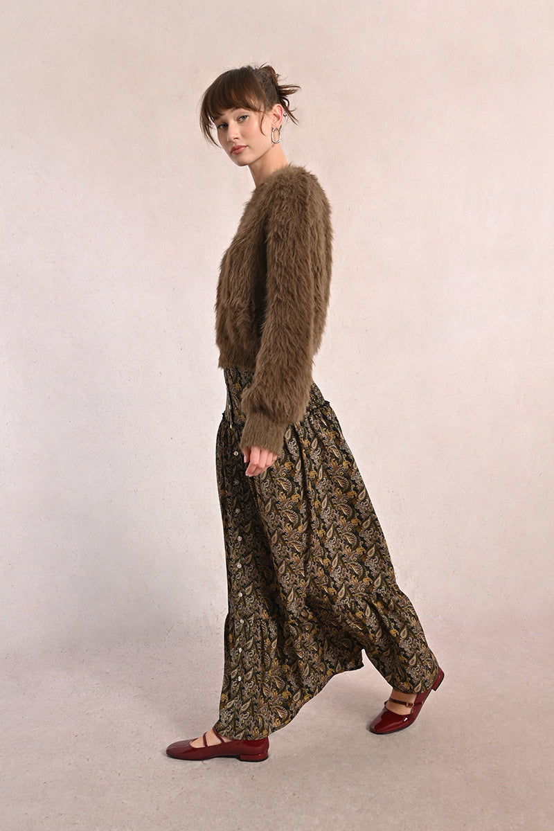 Marlo Skirt | Khaki Leaf