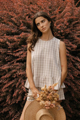 Laurel Top | Oatmeal Gingham