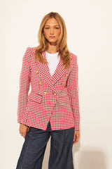 Laurent Blazer | Cherry Houndstooth