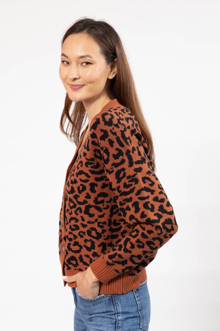 Leopard Cardigan | Rust/Black