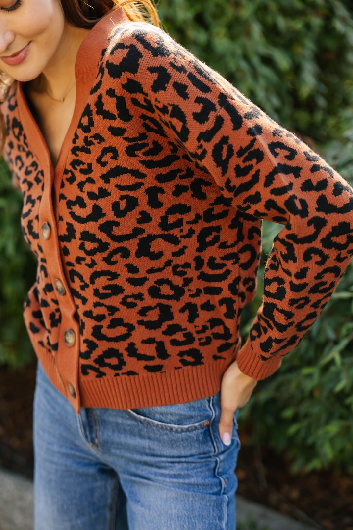 Leopard Cardigan | Rust/Black