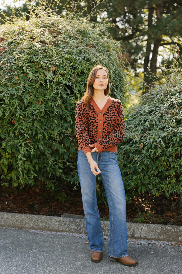Leopard Cardigan | Rust/Black