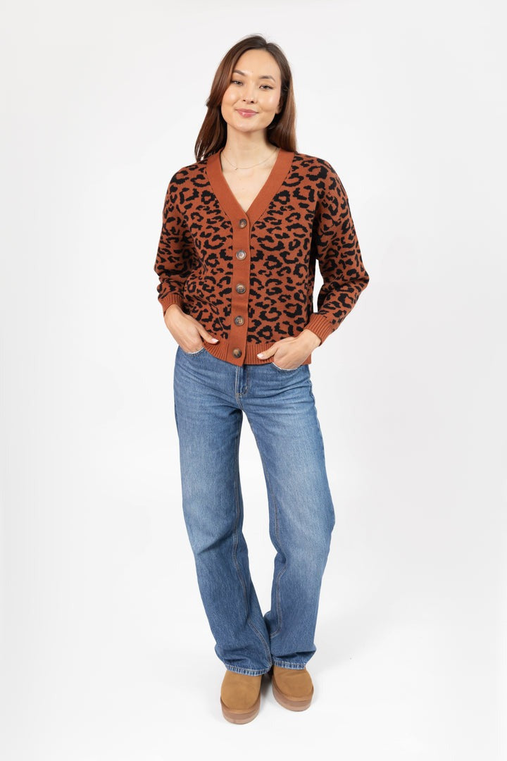 Leopard Cardigan | Rust/Black