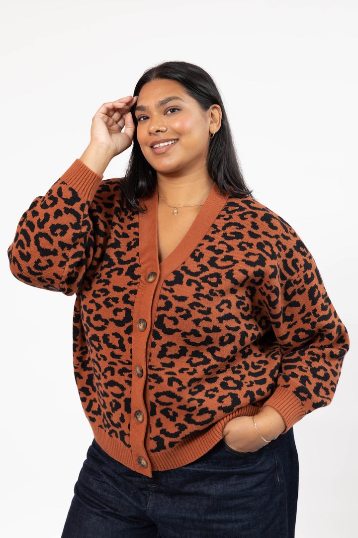 Leopard Cardigan | Rust/Black