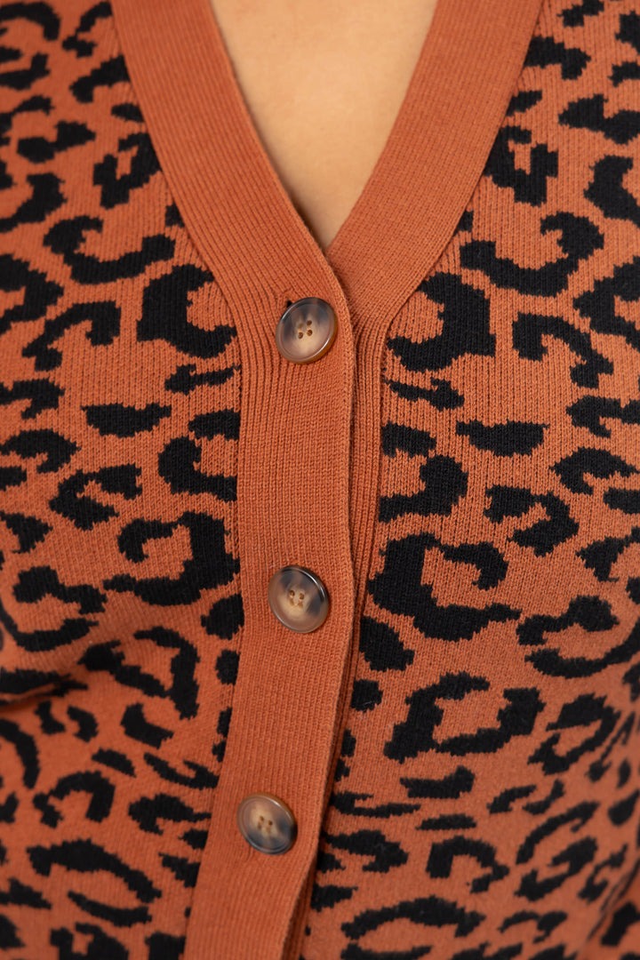 Leopard Cardigan | Rust/Black
