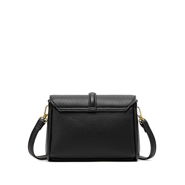 Lock Crossbody | Black Pebbled