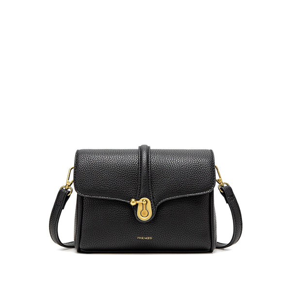 Lock Crossbody | Black Pebbled