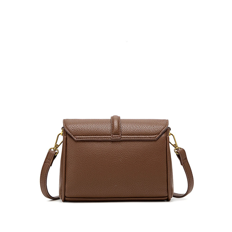 Lock Crossbody | Espresso Brown Pebbled