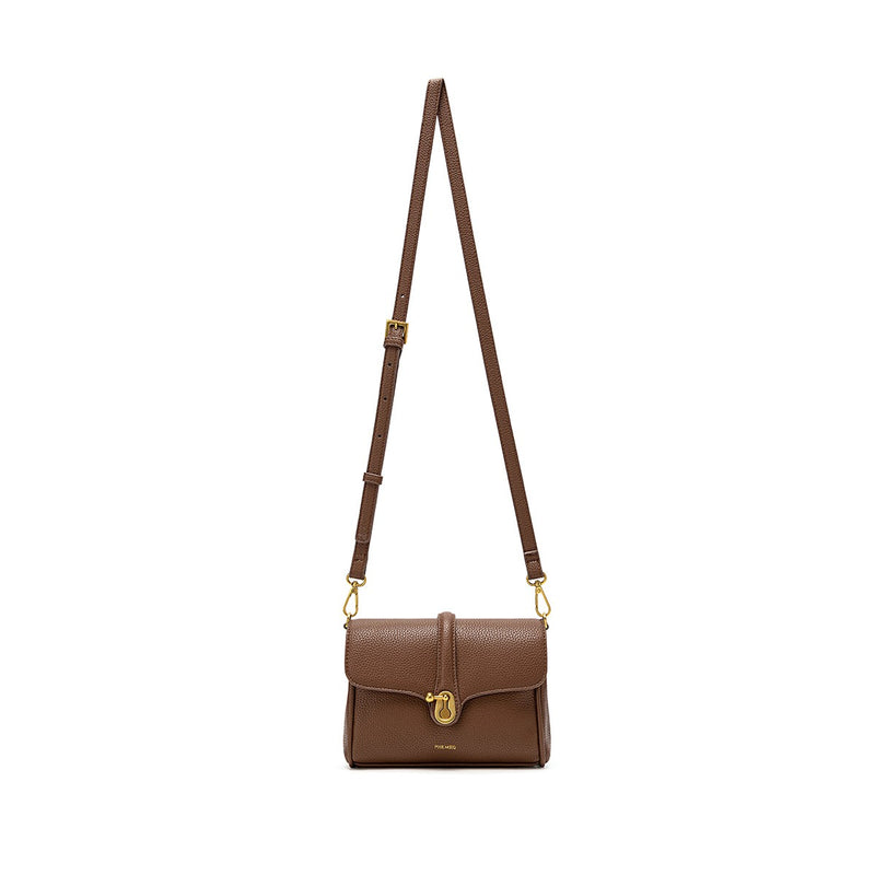 Lock Crossbody | Espresso Brown Pebbled