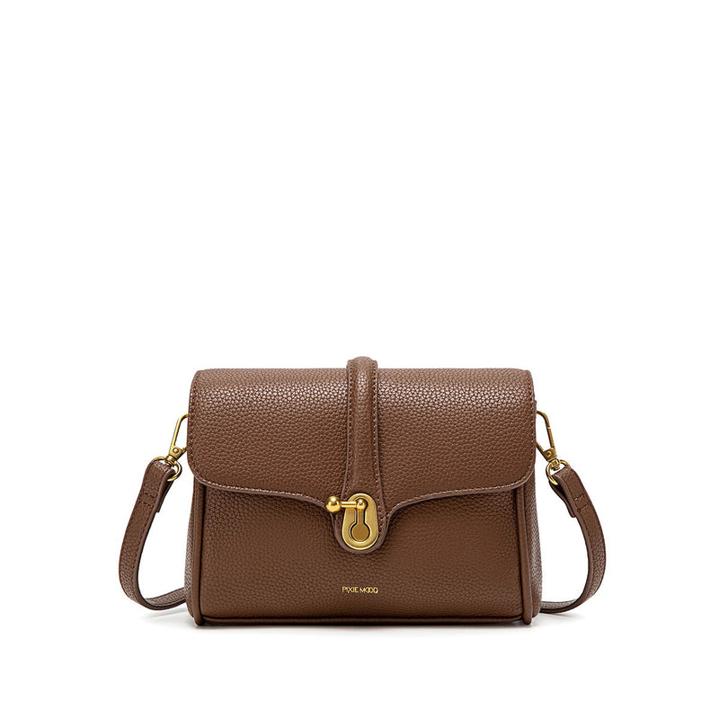 Lock Crossbody | Espresso Brown Pebbled