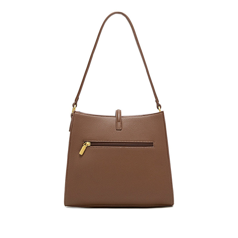 Lock Shoulder Bag | Espresso Brown Pebbled