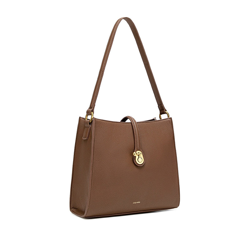 Lock Shoulder Bag | Espresso Brown Pebbled