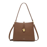 Lock Shoulder Bag | Espresso Brown Pebbled