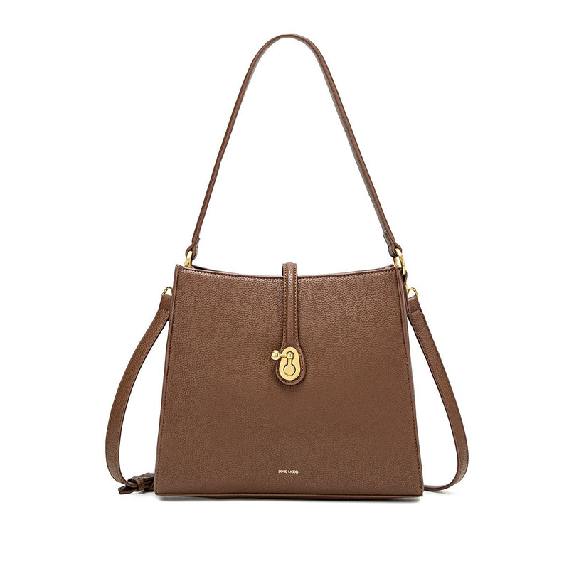 Lock Shoulder Bag | Espresso Brown Pebbled