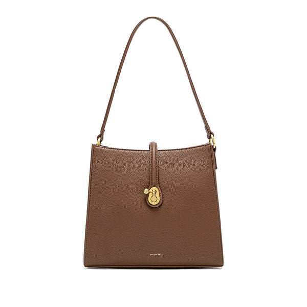 Lock Shoulder Bag | Espresso Brown Pebbled