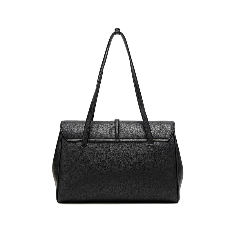 Lock Tote | Black Pebbled