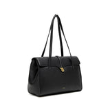 Lock Tote | Black Pebbled