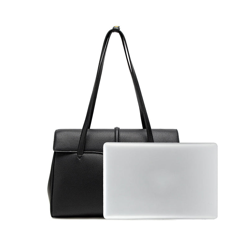 Lock Tote | Black Pebbled