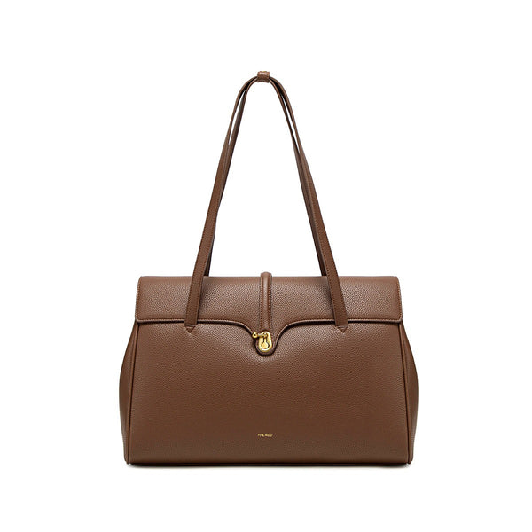 Lock Tote | Espresso Brown Pebbled