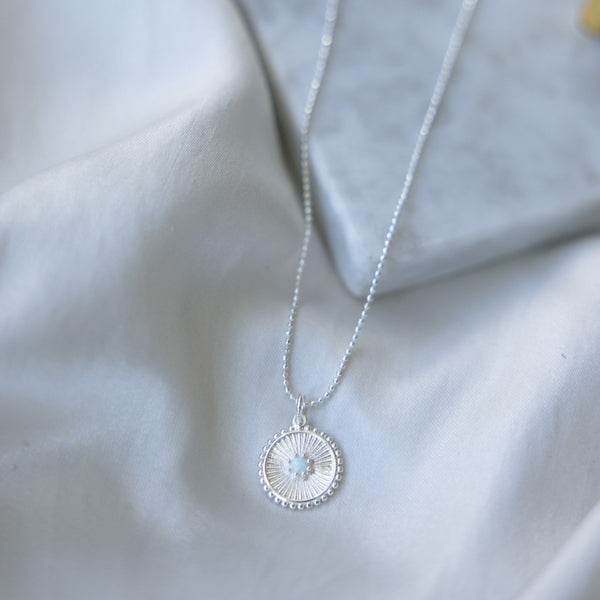 Lina Layering Necklace | Silver/Opalite