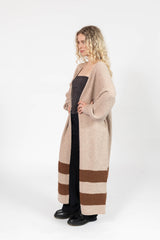 Mabel Long Cardigan | Light Brown/Chestnut